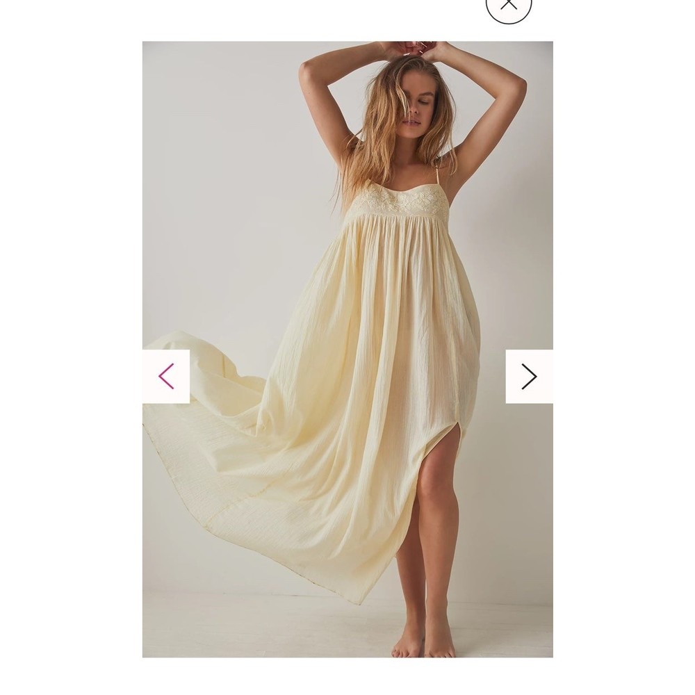 FREE PEOPLE confidently lost Maxi slip dress cotton spaghetti strap lace